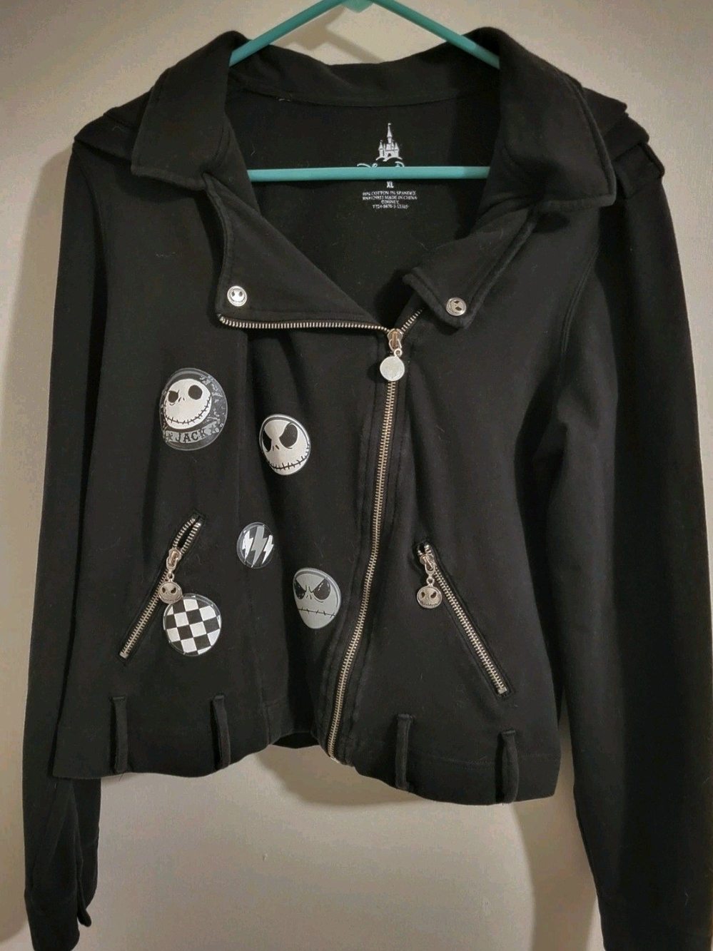 Disney Nightmare Before Christmas Jack Skellington Crop Jacket Moto Punk XL